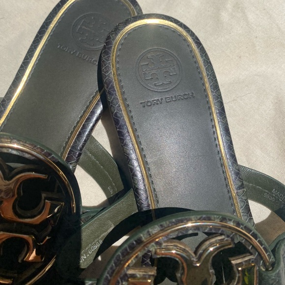 Authentic Green/gold  alligator print TORY BURCH miller sandal thongs - Picture 3 of 10